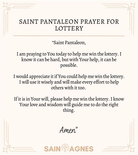 saint pantaleon prayer to win the lottery
